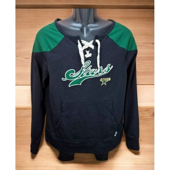 Dallas Stars Reebok Women's Raglan Lace-Up Sweatshirt Large - Picture 1 of 6